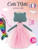 Plush toy, Fiona the Frog: Pink Dress with Roses 29cm