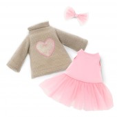Plush toy, Lucky Doggy, Clothing set: Pink Heart